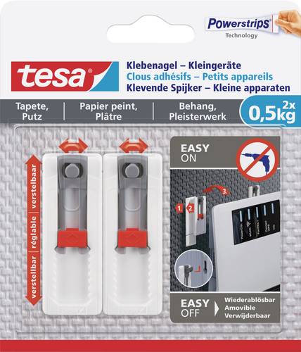 tesa 77782 Klebenagel-Kleingeräte verstellbar Weiß Inhalt: 2 St.