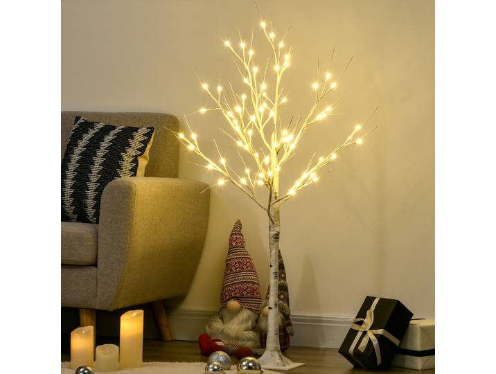 HOMCOM Arbre Lumineux LED 72 LEDs 120cm Blanc Chaud Intérieur Noël