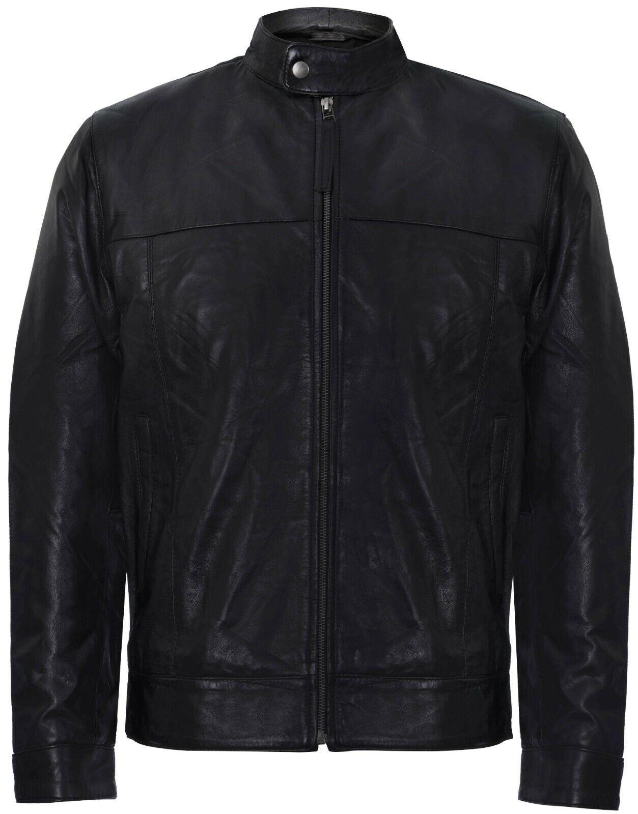 Bikerjacke aus Leder mit Stehkragen
