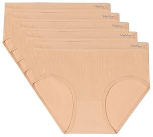 Plus Size Women's 5 Pair Women's Seamless Pin-Rib Tag-Free Full-Coverage Brief Panties by MeMoi in Tan (Size 3X)