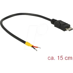 DELOCK 85306 - USB 2.0 Kabel, Micro B Stecker auf 2x offene Kabelenden