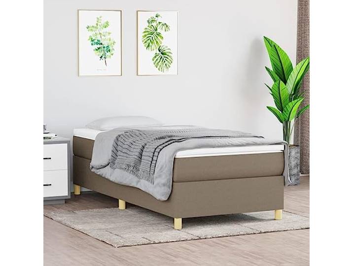 RJPLMFV Bettgestell, mit Latten, Taupe, 100 x 200 cm, Stoff Atmungsaktiver Stoff, robuste Füße, Latten aus Sperrholz, Matratze nicht im Lieferumfang enthalten