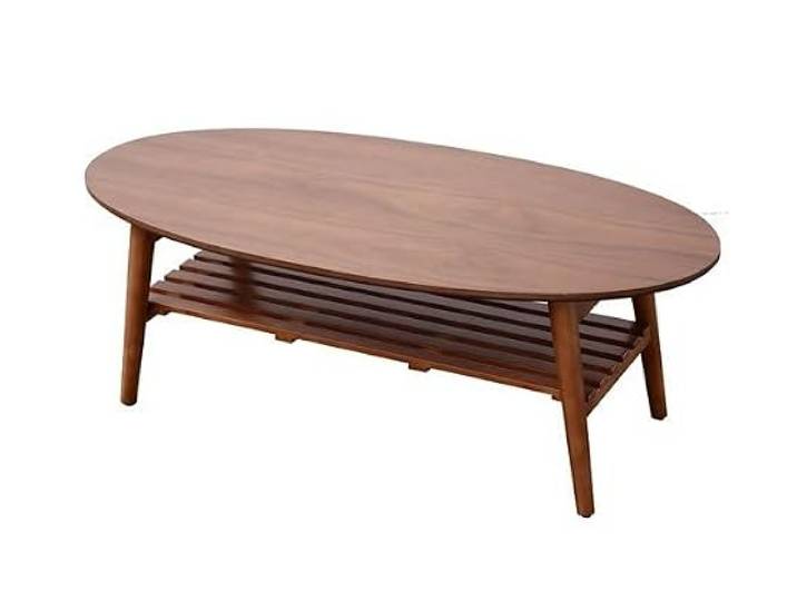 YCCHAH Wohnzimmermöbel, moderne zentrale Tischbeine, Möbel für Familienzimmer, ovale Form aus Walnuss, niedriges Holz mit Aufbewahrung, Beistelltische Wohnzimmer (A)