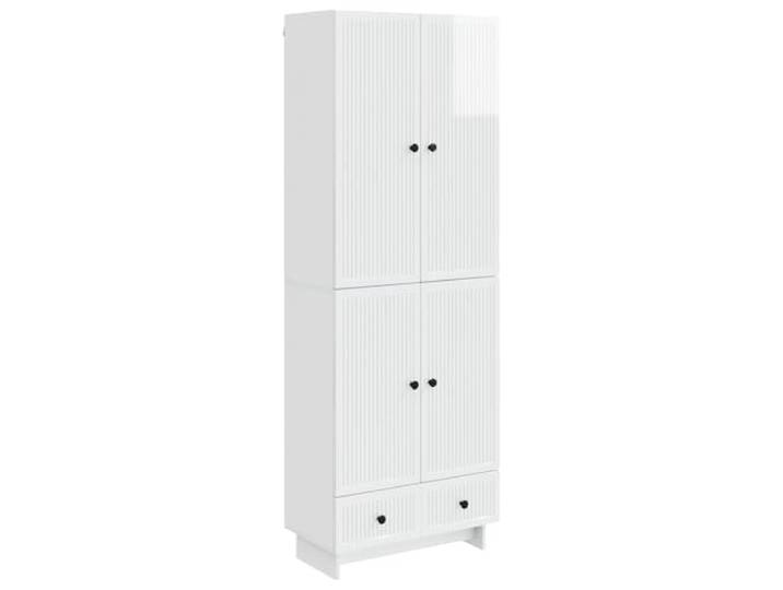 PUGYNBK Schrank-Set, 2 Stück, weiß glänzend, aus technischem Holz Kompakt, wetterfest, leicht zu reinigen, ergonomisches Design für Haus und Garten