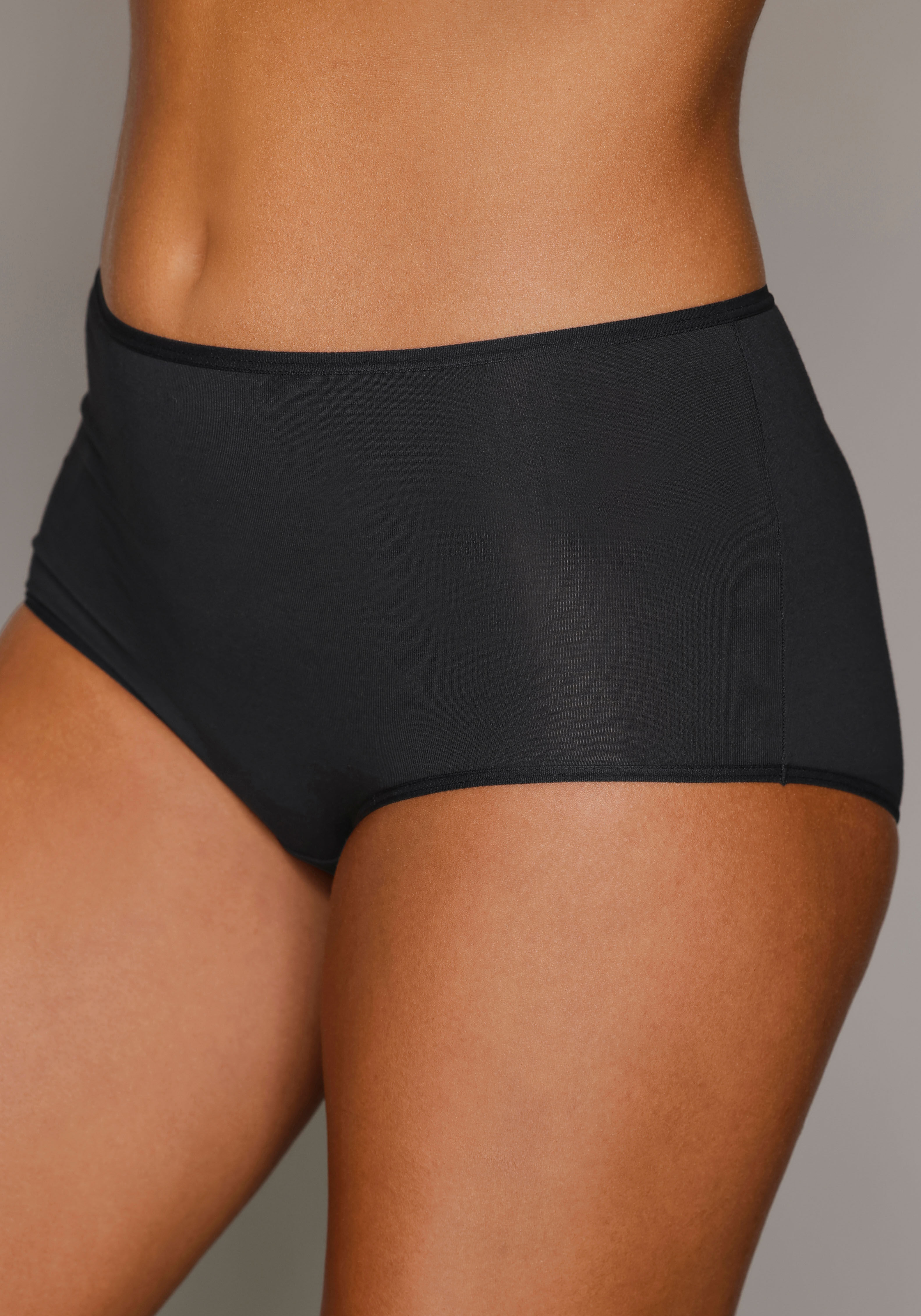 Taillenslip LASCANA "aus hochwertiger Modal-Qualität", Damen, Gr. 44/46, Jersey, schwarz, Jersey, Obermaterial: 94% Modal (TENCEL™), 6% Elasthan, unifarben, körpernah, Unterhosen Taillenslip, angenehm leichte Ware, flache Abschlüsse