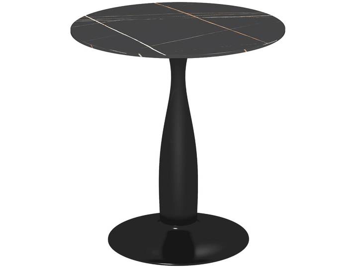 Homcom Esstisch, Runder Küchentisch, Moderner Esszimmertisch mit Stahlgestell Schwarz, 70x74x70 cm, Esszimmer, Esstische