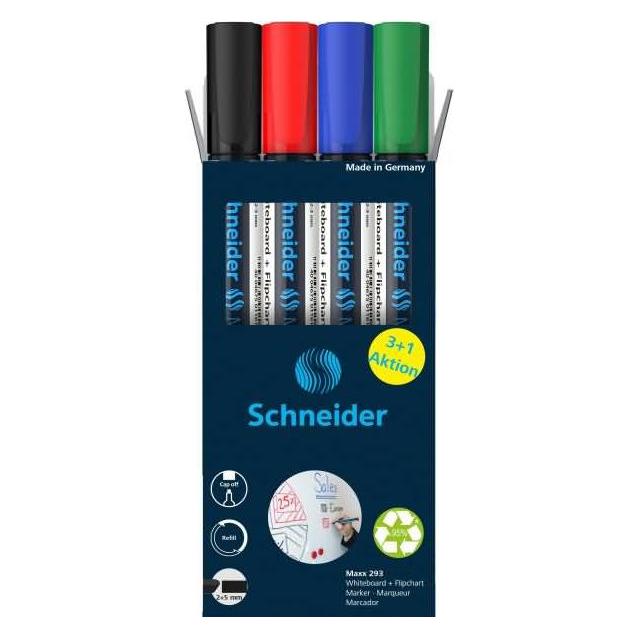 Schneider 4 Maxx 293 Whiteboard- und Flipchart-Marker farbsortiert 2.0 (4x) (50-129384)