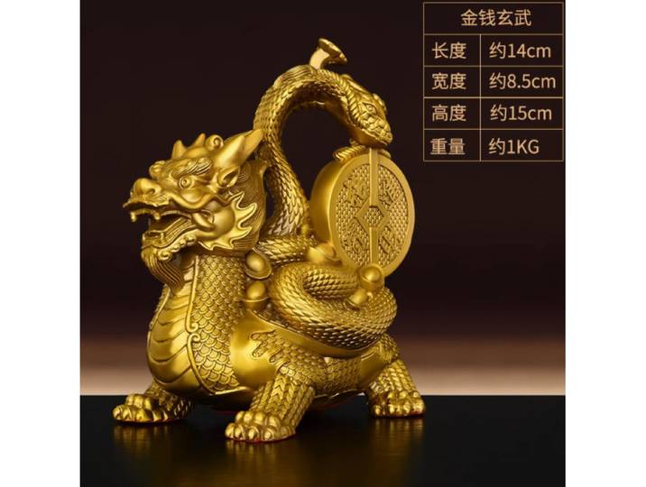 Ornement Dragon en laiton Xuanwu, tortue en cuivre, serpent Baxia, argent mythique, bête de bon augure, décorative Cr