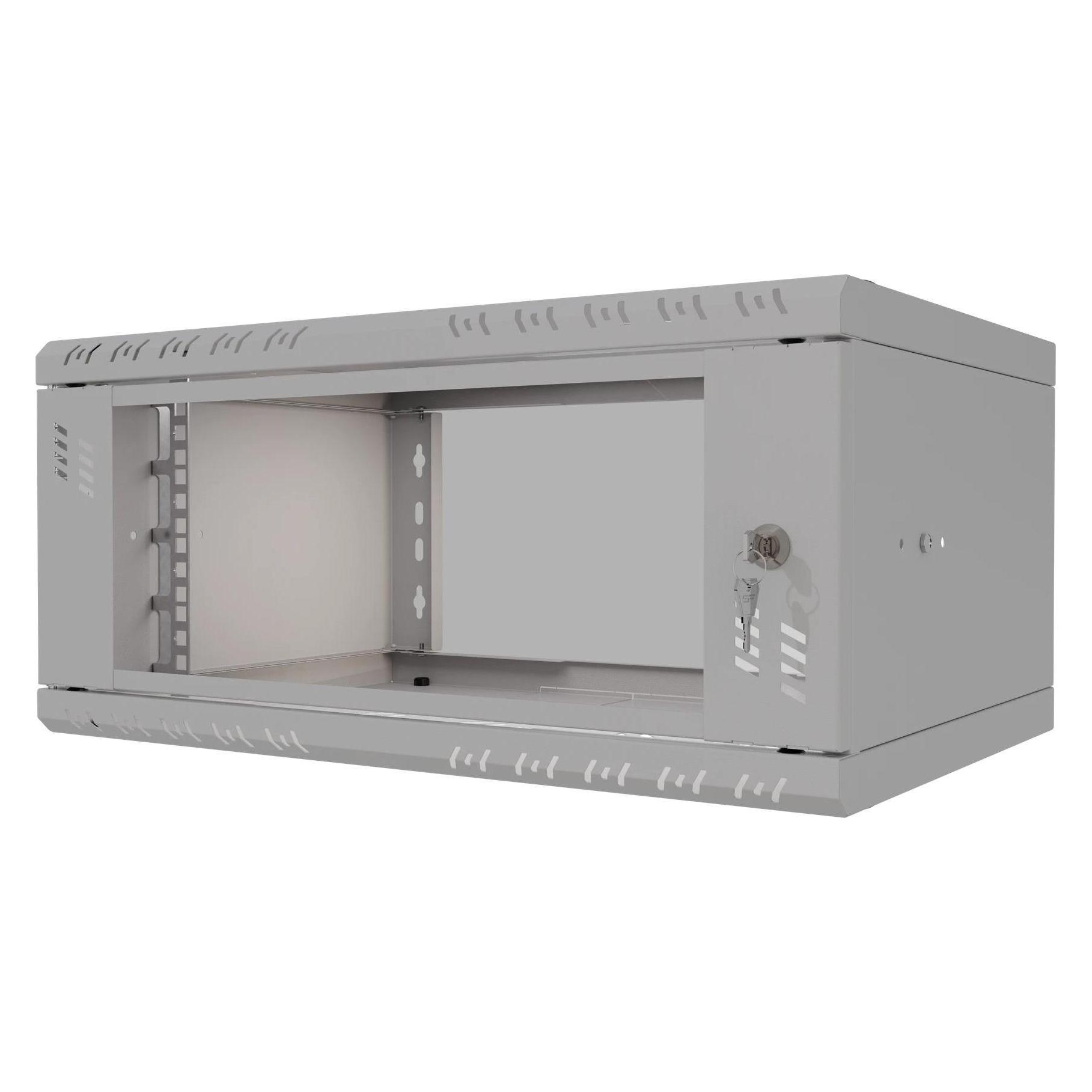 Stalflex Rack Cabinet 19" 4U, 350mm, Glass Door, Grey S-RC19-4U-350GG (4 HE, 19 Zoll Rack) (S-RC19-4U-350GG)