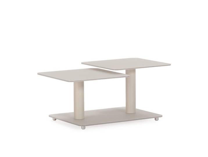 Calicosy Couchtisch mit quadratischen Glasplatten 54/42,8/114,6 cm, Beige, 54x42.8x114.6 cm, Wohnzimmer, Wohnzimmertische, Couchtische