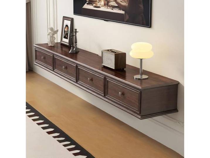 DMYKVJG TV Schrank Holz Hängend for 43-55 , Komplett Montiert Fernsehschrank Medienkonsolen Mit Stauraum, Platzsparend For Wohnzimmer, Schlafzimmer(Brown,86.6 /220cm)