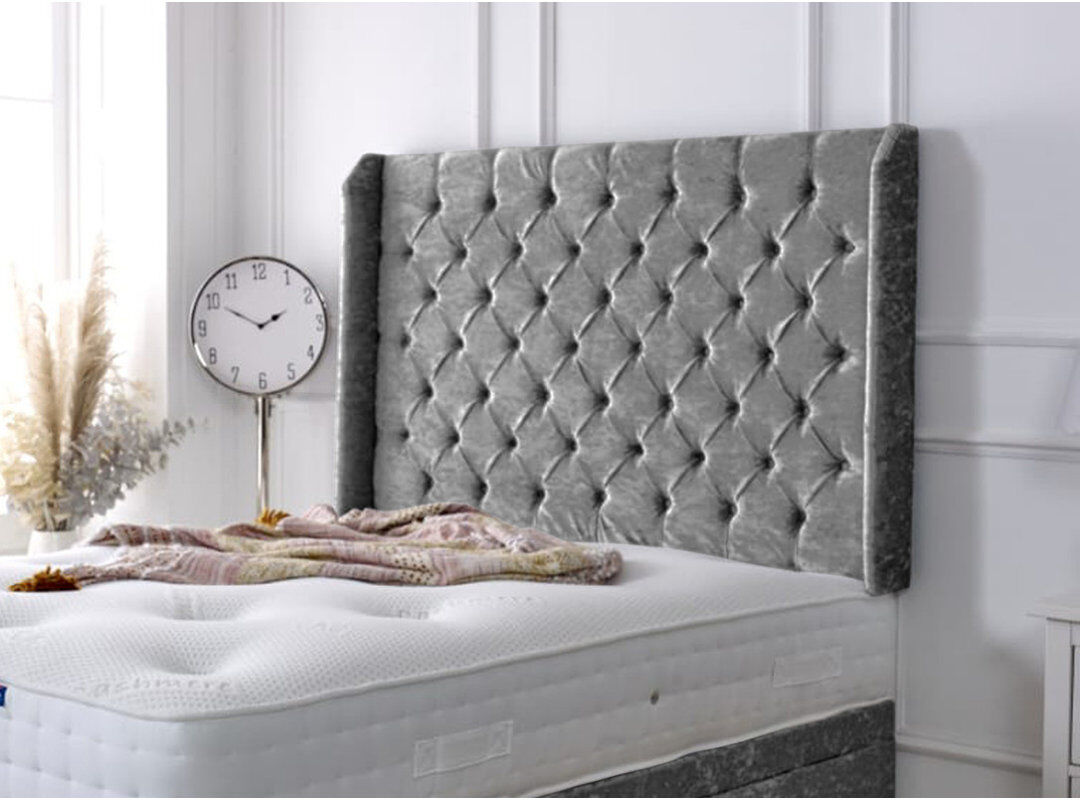 Canora Grey Upholstered Velvet Headboard Grey Single (3')