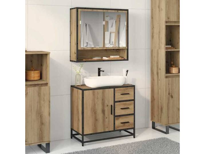 Moderne Meuble de Lavabo de Salle de bain - Meuble/sous vasque Salle de Bain - - avec tiroir chêne artisanal@FR(49027）
