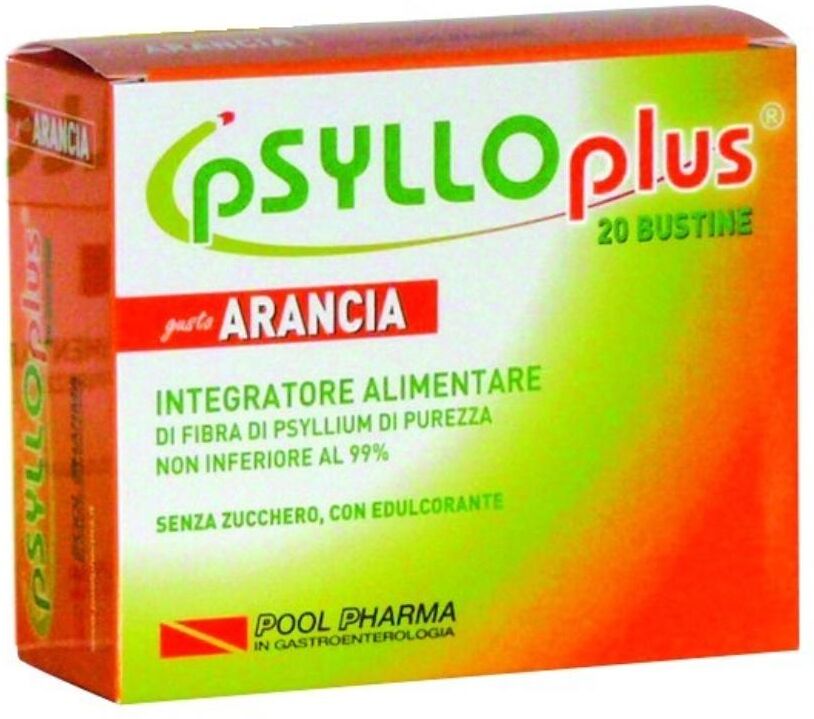 POOL PHARMA Srl Psyllo Plus Arancia 20 Buste - Integratore Alimentare di Fibra di Psyllium