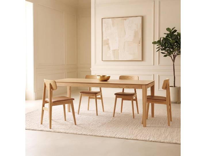 Table à manger en bois de chêne 200 x 100 cm avec allonge 85 cm