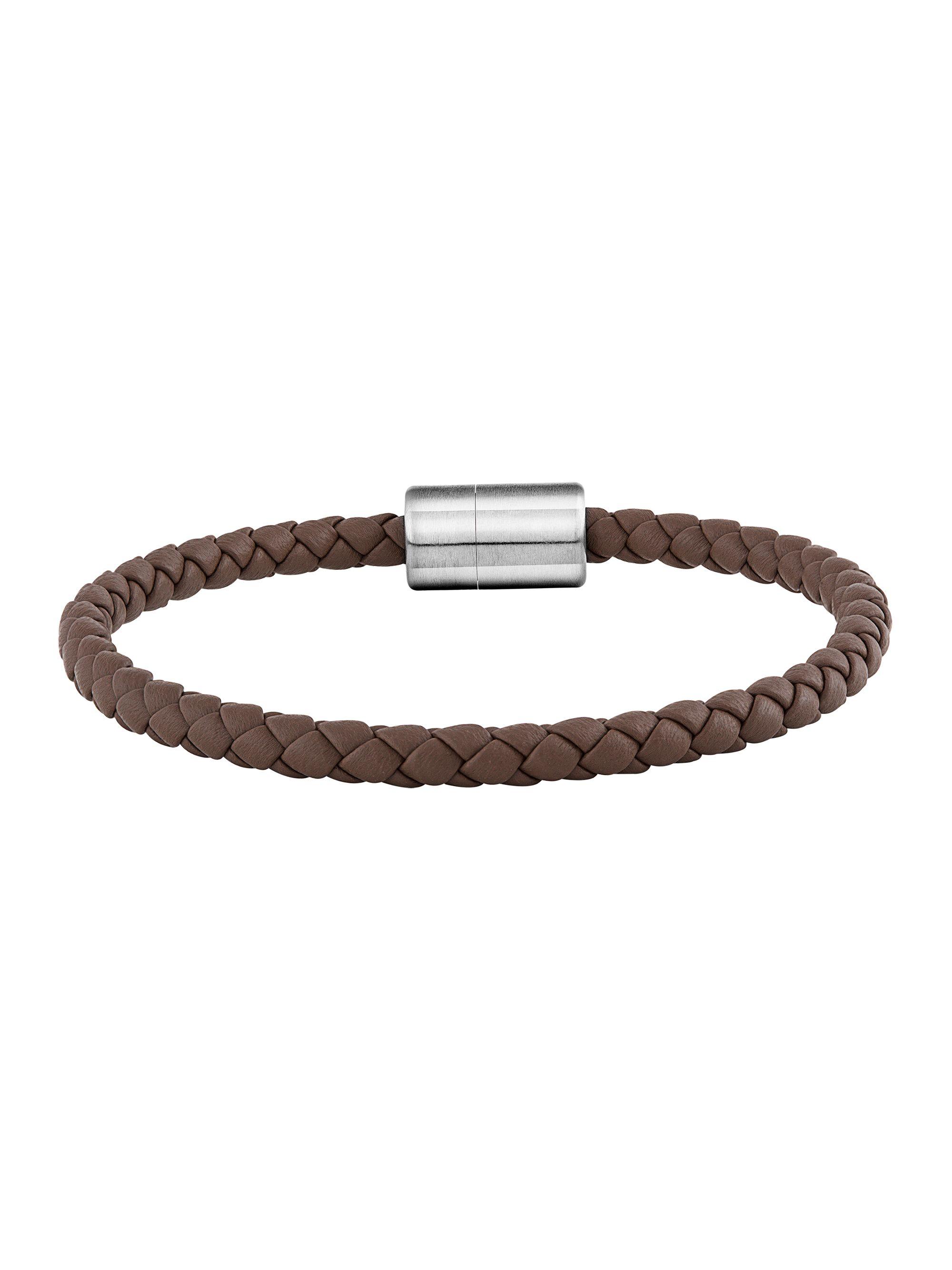 cai Armband Leder olivenblattgegerbt braun Stahl