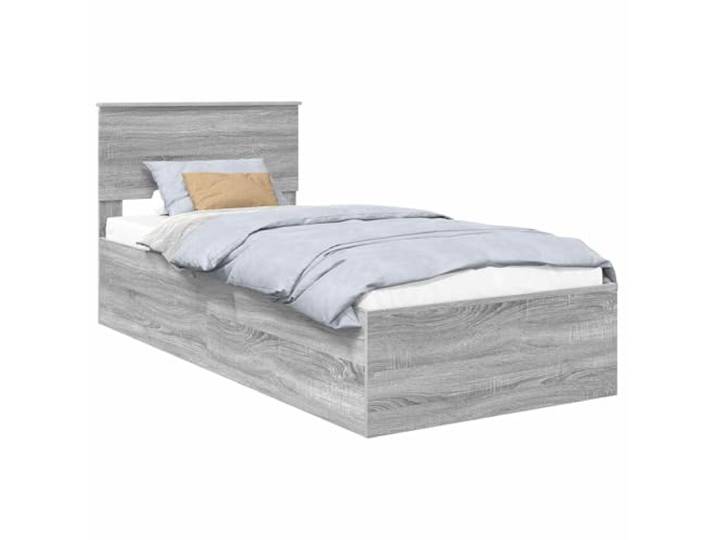 PUGYNBK Bettrahmen, Grau, Sonoma, 75 x 190 cm, technisches Holz Basis mit Lamellen, Kopfteil inklusive, modernes Design, robust und einfache Montage