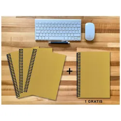 E & Z, Heft + Block, A 4 Notizbuch - Set, 3+1 gratis, Luxury 80 Seiten GOLD GMUND SHIMMER, punktiert 10x10mm (A4)