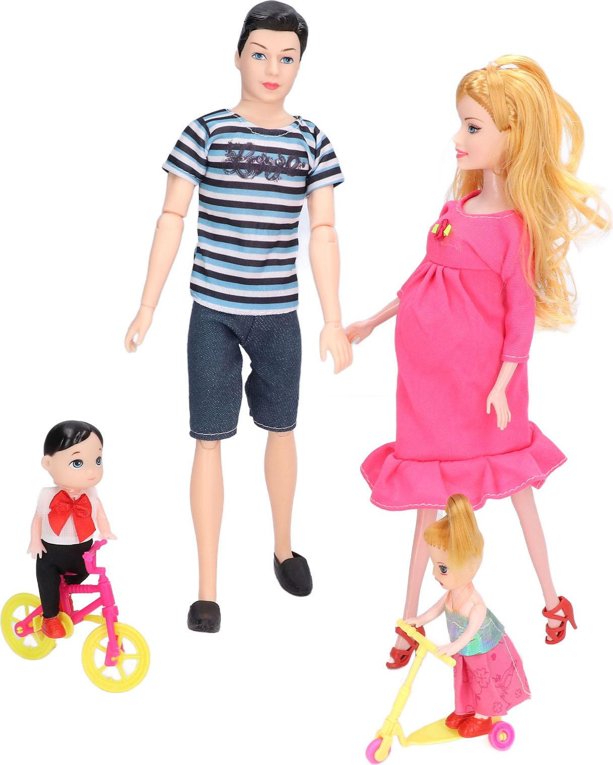 Gistuch 5-delige mensenfamilie poppenset met accessoires en voertuigen voor educatief spel