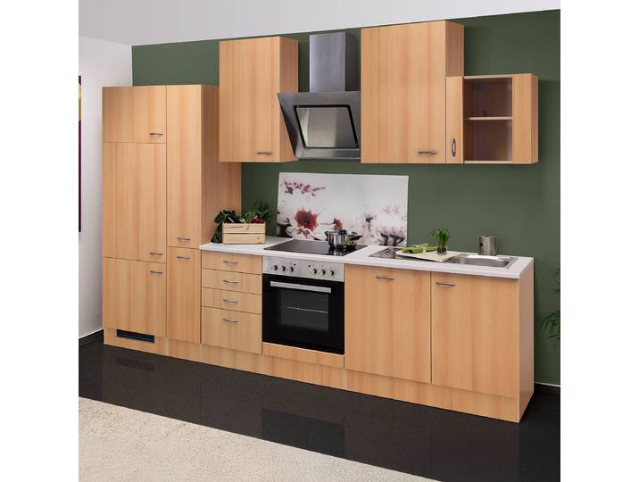Küchenzeile 310 cm Kombi A 310 x 234 x 60cm Braun/Buche Dekor
