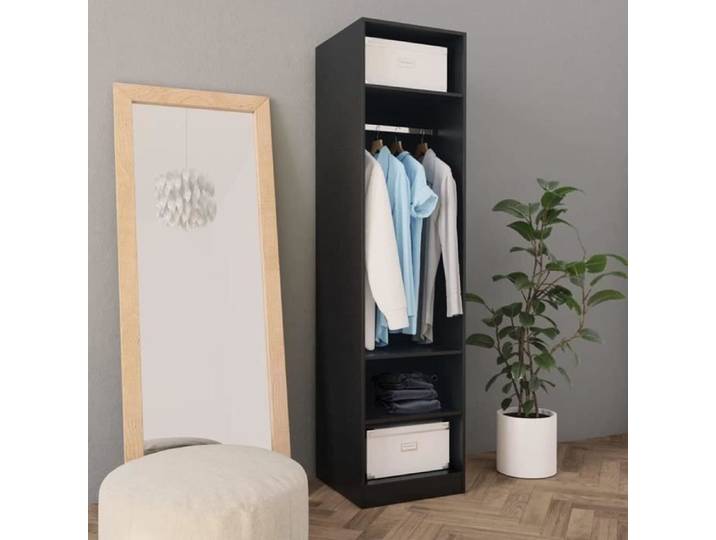Armoire à vêtements Armoire de Salon Armoire de Chambre à Coucher Meubles de Rangement Armoire Noire 50x50x200 cm Aggloméré[350]