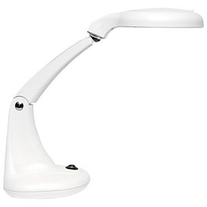 Unilux Lupenleuchte Mini Zoom, 95 mm Glaslinse, LED, 1,75x Vergrößerung (3 Dioptrien), weiß, mit Standuß