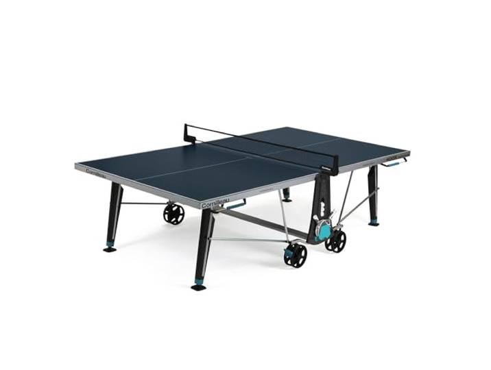 Cornilleau 400X - Outdoor Tischtennisplatte - Klappbar - Wetterfest - Robust - Rollbar - Tischtennistisch für draußen mit 5 mm Melaminharzplatte - Blau