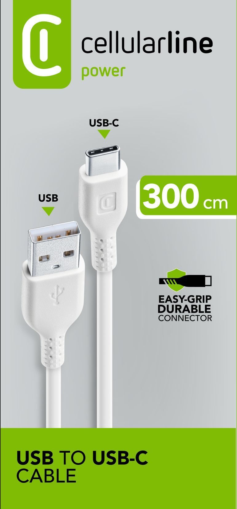 Cellular Line Power Cable USB A auf bis 15 W 3 m (Weiß) USBDATACUSBC3MW