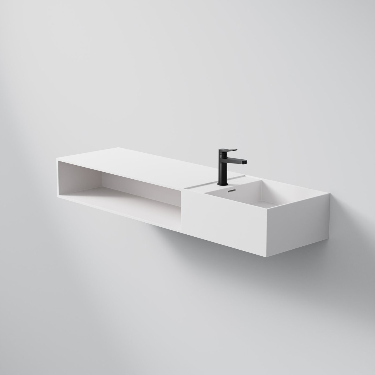 Steinberg Serie 443 Waschtisch Wandwaschtisch aus Mineo Stone, matt white, 443 7145 W 443 7145 W