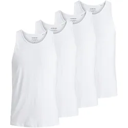 JACK&JONES Herren Tanktop, 4er Pack - JACBASIC TANKTOP, einfarbig, Baumwolle Weiß / XL