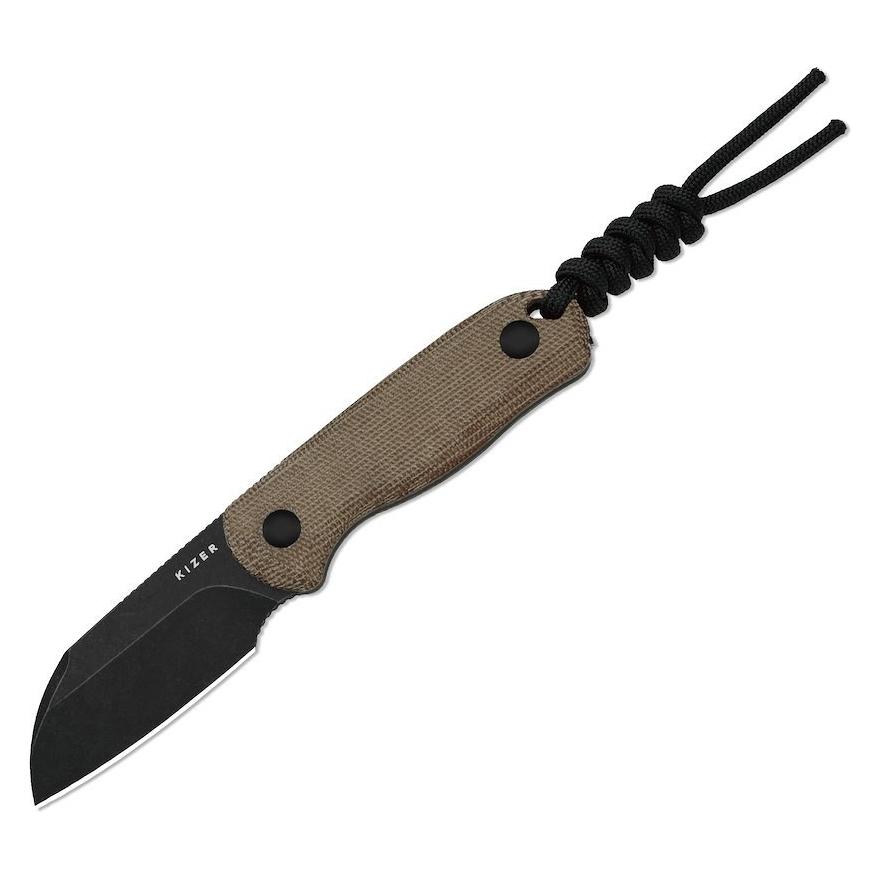 Kizer Drop Bear Fix AEB-L, Schwarz, stonewashed, Norplex UltreX(TM) Micarta (1x) (1093A2)