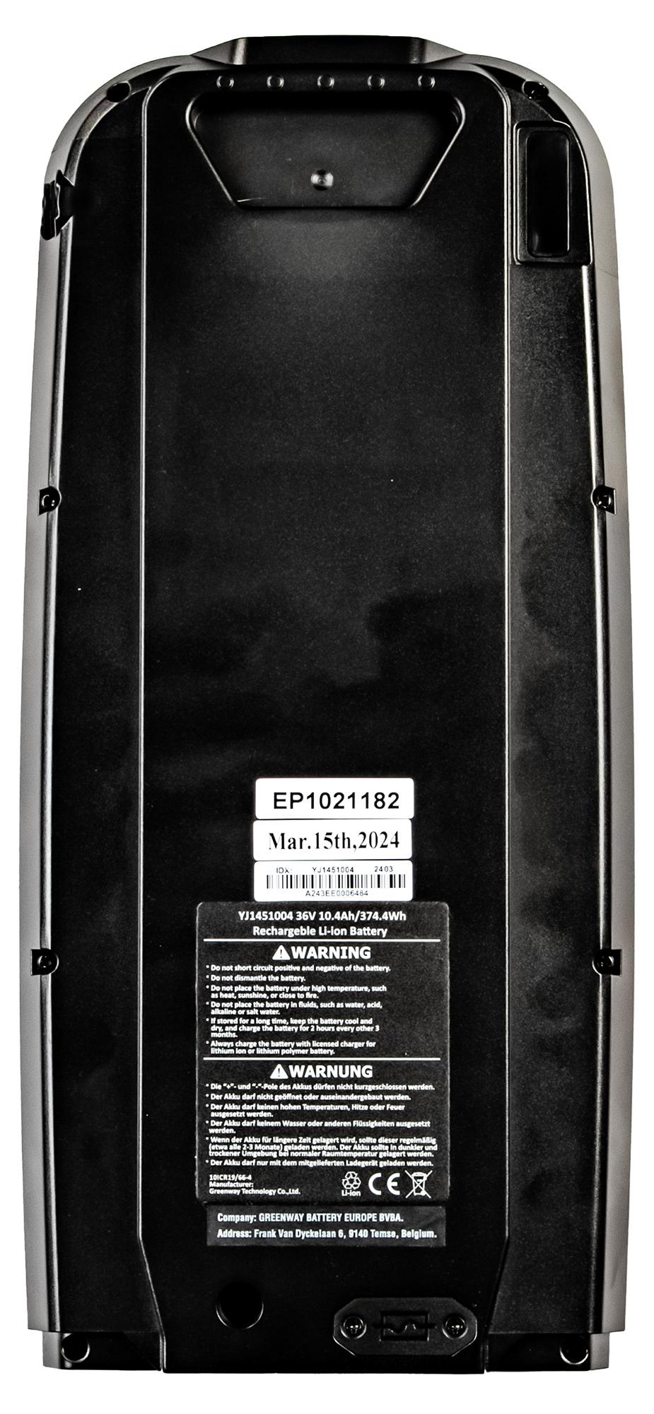 Zündapp Z802 Z80S Green 7.7 Akku ohne Reflektor Batterie Gepäckträgerakku 36V 10,4Ah 374Wh 3 Pin