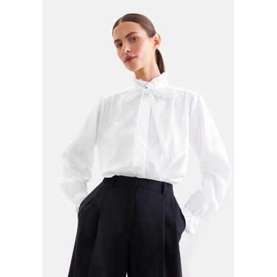 Klassische Bluse SEIDENSTICKER, Damen, Gr. XL (42), weiß, 100% Baumwolle, gestreift, regular fit, Blusen Bluse, 1/1 Stehkragen Gestreift