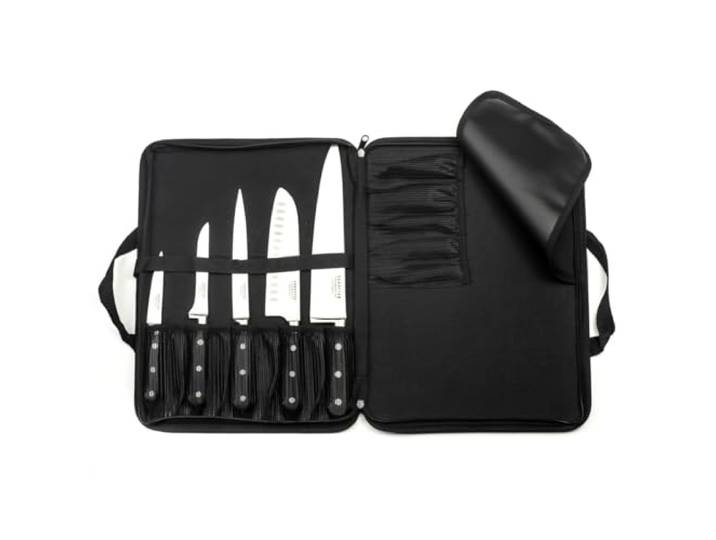 SABATIER TROMPETTE - Trousse avec 5 couteaux de cuisine - Origin - Acier 5Cr15MoV finition satinée manche ABS - 40 x 30 cm - Noir
