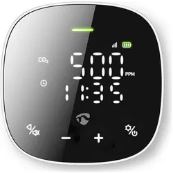 Nedis SmartLife Luftqualitätsmonitor Wi-Fi inkl. Display Kohlendioxid (CO2) / Luftfeuchtigkeit /, Thermometer + Hygrometer, Schwarz, Weiss