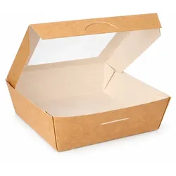 RyanPack Menübox mit Sichtfenster aus Kraftpapier 700 ml Braun – Take Away Foodbox – 50 Stück