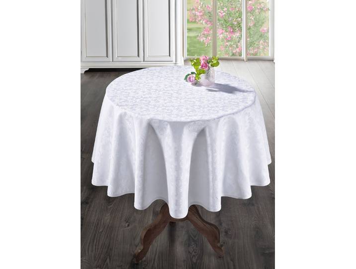 Bügelfreie Tischdecke mit Fleckschutz-Ausrüstung, Weiss, Größe 130 (Läufer, 40x140 cm)