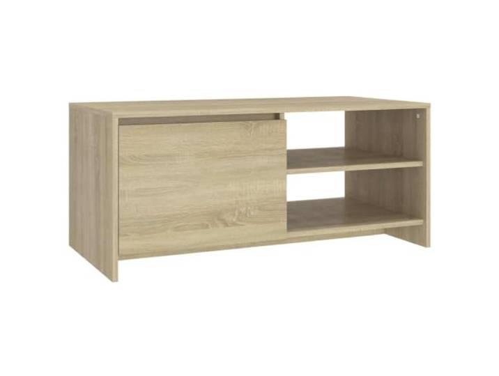 Tmriohed Couchtisch Sonoma-Eiche 102x50x45 cm Holzwerkstoff mit Tür Moderner Beistelltisch fürs Wohnzimmer mit Fach und Tür. Pflegeleichter Stautisch für Snacks, Bücher und Dekoartikel.