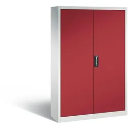 C+P Werkstattschrank | HxBxT 195x120x40cm | Lichtgrau/Rubinrot von PROREGAL