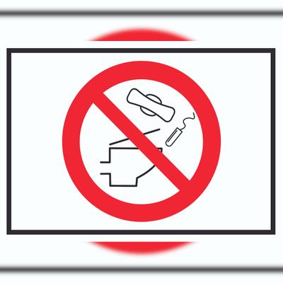 HB-Druck Keine Binden und Tampons ins WC werfen Symbol Schild A0 (841x1189mm)