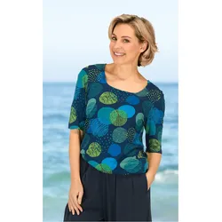 Viskose-Shirt in Druck blau in Größe 44/46 von DW-Shop, Blau, 44/46