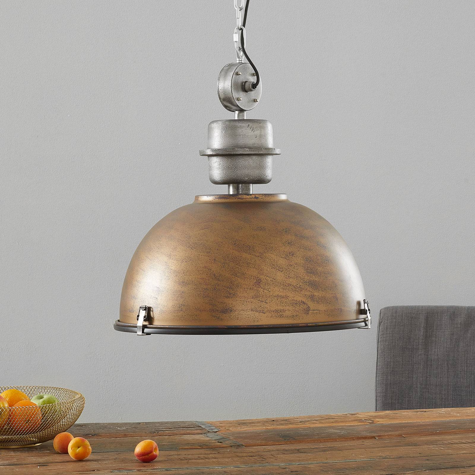 Steinhauer Pendant Light Bikkel XXL, dimmable, Brown / rust, Living / Dining Room, metal, Industrial Design, Ceiling Light
