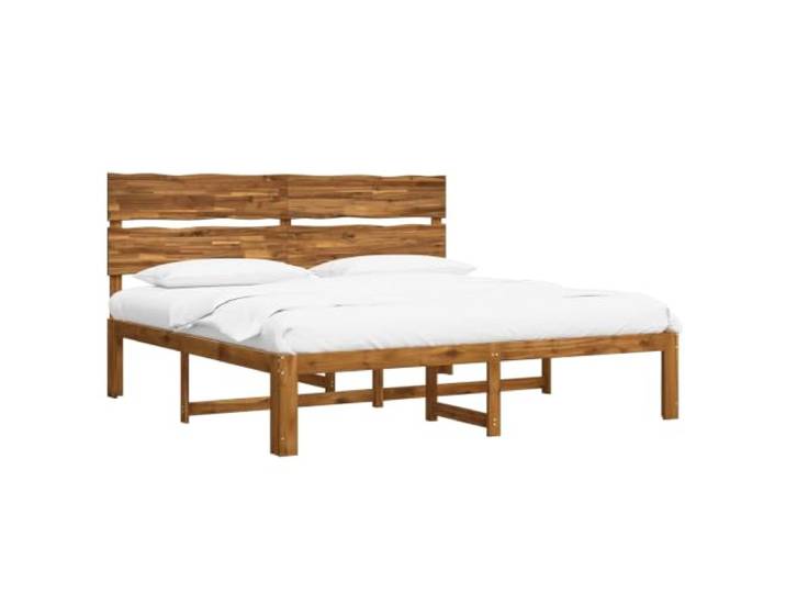 vidaXL Doppelbettgestell mit Kopfteil ROSTOCK Natur 200 x 200 cm Dieses Massivholzbett weist eine stabile Konstruktion auf. Das Design mit natürlicher Holzmaserung ist wirklich einzigartig