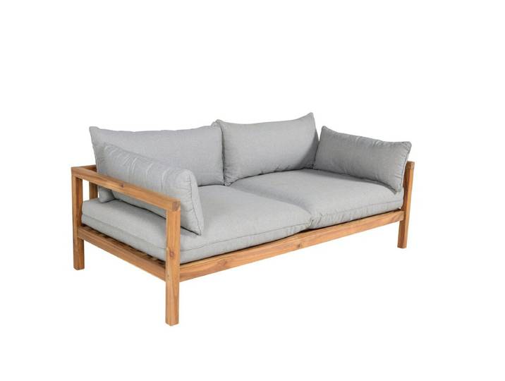 Garten Zweisitzer-Sofa Marly - aus Akazie-Polyester in Natur-Grau - Akazie - Grau - Luxusbetten24