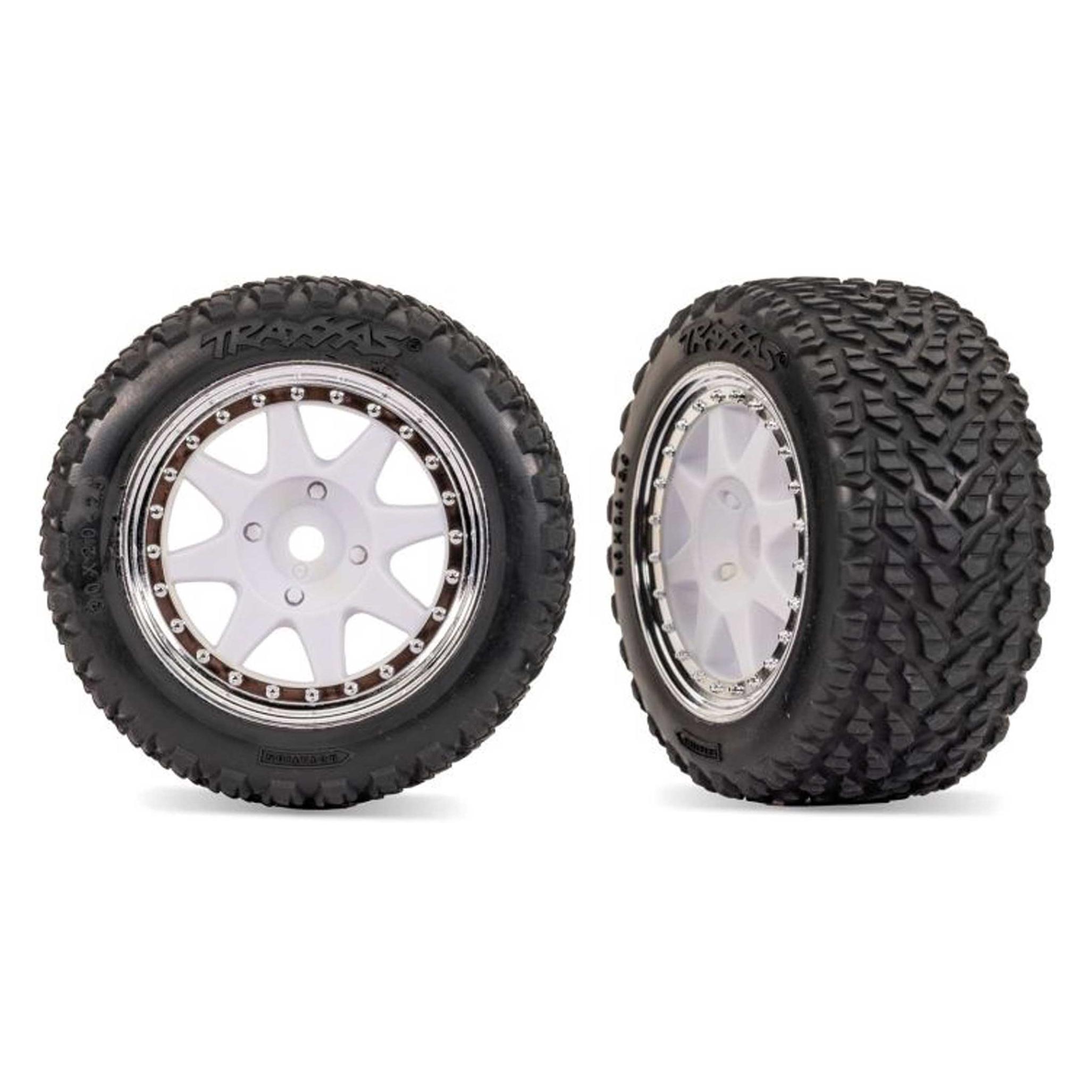 Traxxas Mini Rally Felgen vo weiss+chrome mit Rally Reifen (2) (TRX10872-WHTC)