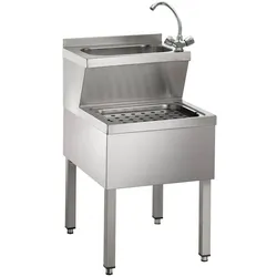 A&S polarny Gastro Handwasch- & Ausgußbecken, Edelstahl, mit Ablaufgarnitur, 600 mm Tiefe