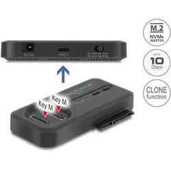 Delock USB Type-C™ M.2 Dockingstation für 1 x M.2 NVMe SSD / 1 x M.2 SATA SSD / 1 x SATA SSD / HDD mit Klonfunktion