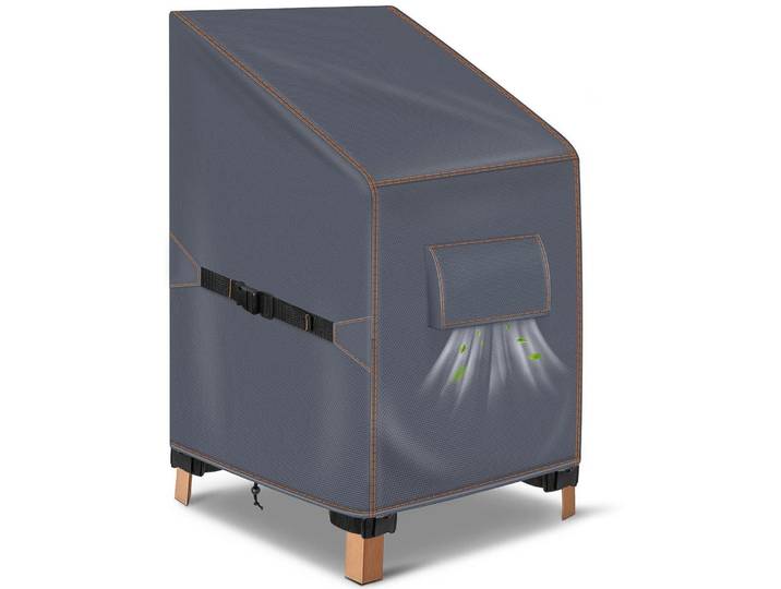 Gartenstuhl Abdeckung 80x85x60/90cm Grau 420D Wasserdicht für Stapelstühle
