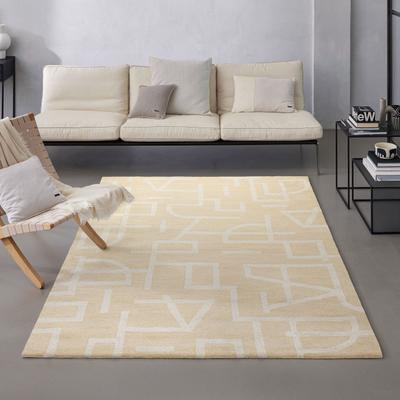 Teppich WECON HOME "Beatrice", beige (sand beige), B:70cm H:13mm L:140cm, Schurwolle, Teppiche, Teppich, Kurzflorteppich, Schurwolle, Konturenschnitt, handgetuftet, Wohnzimmer