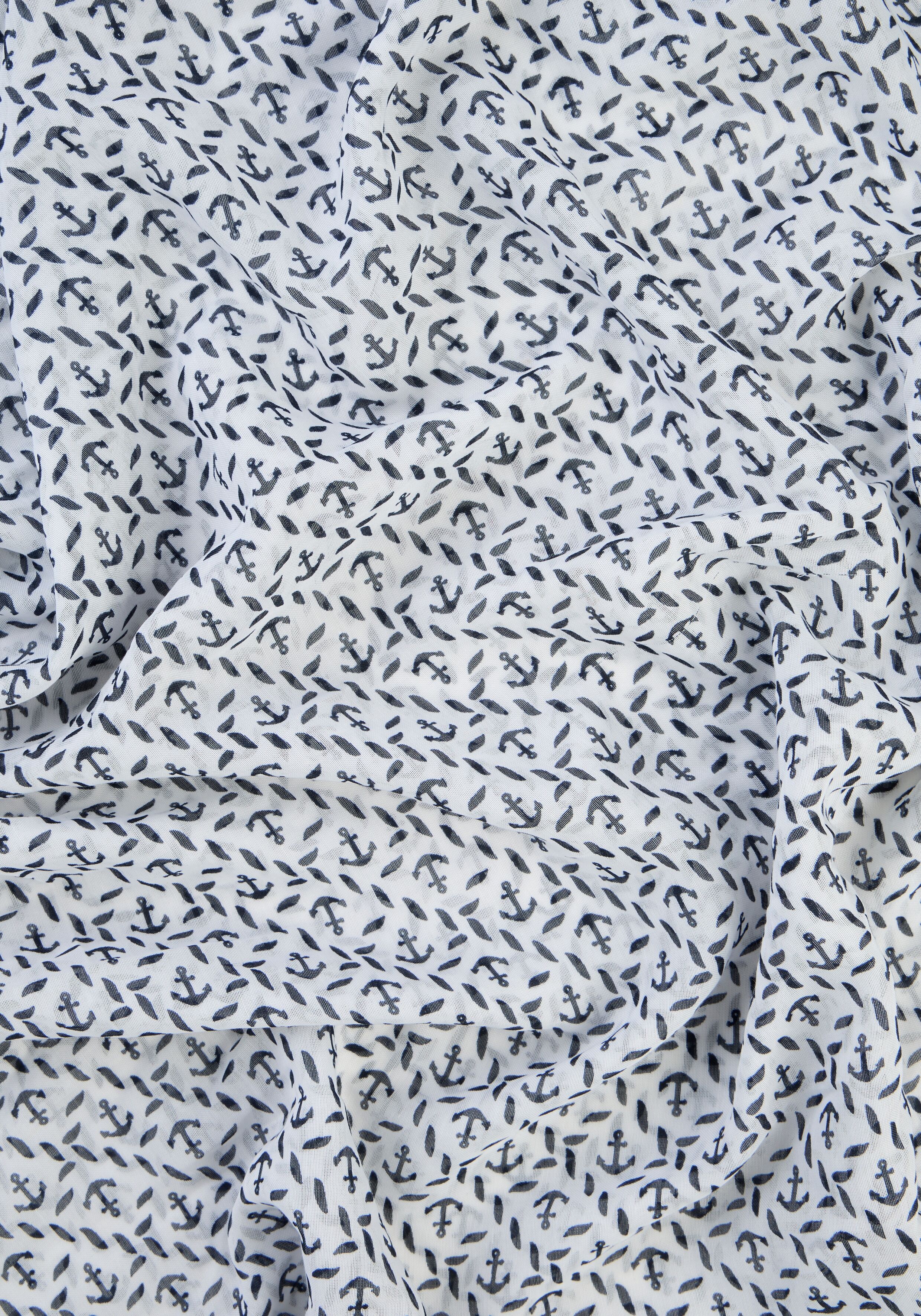Loop LAURA SCOTT, Damen, weiss (weiß, marine), Web, Kunstfaser, bedruckt, gemustert, Modetücher Loop, leichtes Webmaterial, einlagige Verarbeitung weiß, marine Einheitsgröße